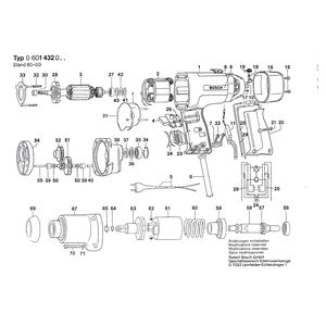 для импульсного гайковерта Bosch 220 V 0601432003, деталировка 1