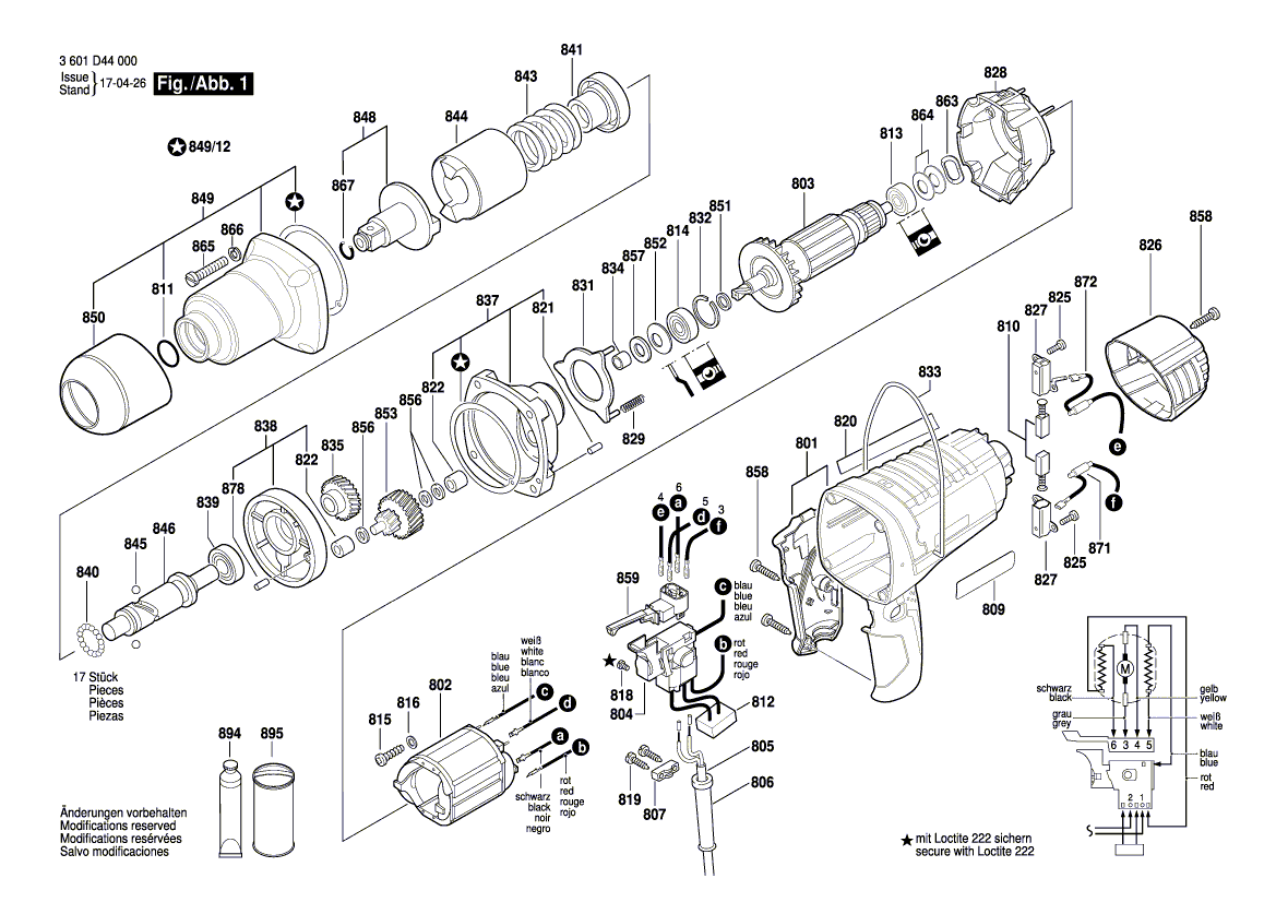 для импульсного гайковерта Bosch GDS 18 E 230 V 3601D44000, деталировка 1