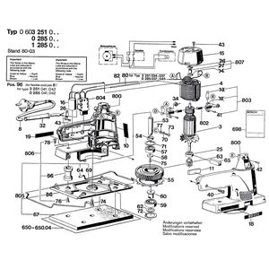 для ленточной шлифовальной машины Bosch 220 V 0600285003, деталировка 1