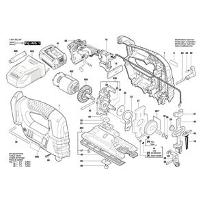 для аккумуляторной лобзиковой пилы Bosch GST 18 V-LI 18 V 3601E8J301, деталировка 1