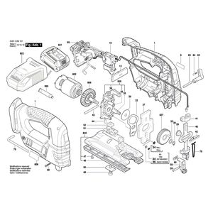 для аккумуляторной лобзиковой пилы Bosch GST 18 V-LI B 18 V 3601EA6101, деталировка 1