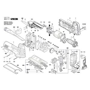 для маятниковой лобзиковой пилы Bosch GST 160 CE 230 V 3601E17001, деталировка 1