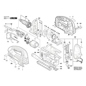 для электролобзика Bosch GST 150 BCE 230 V 3601E13001, деталировка 1