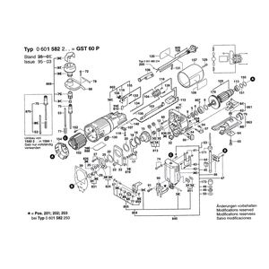 для электролобзика Bosch GST 60 P 220 V 0601582203, деталировка 1