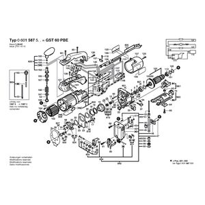 для электролобзика Bosch GST 60 PBE 230 V 0601587503, деталировка 1