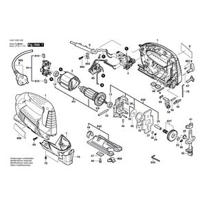 для электролобзика Bosch GST 75 BE 230 V 3601E8E000, деталировка 1