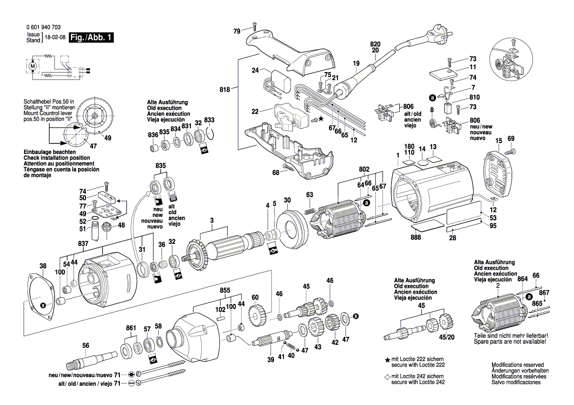 для мешалки Bosch GRW 11 E 220 V 0601940703, деталировка 1