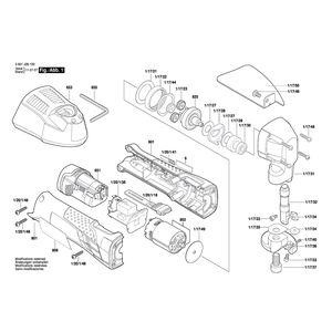 для аккумуляторных листовых ножниц Bosch GSC 10,8 V-LI 10.8 V 3601J26100, деталировка 1