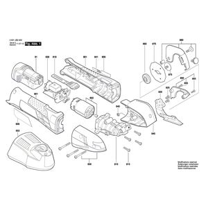 для аккумуляторных универсальных ножниц Bosch GUS 10,8 V-LI 10.8 V 3601JB2900, деталировка 1