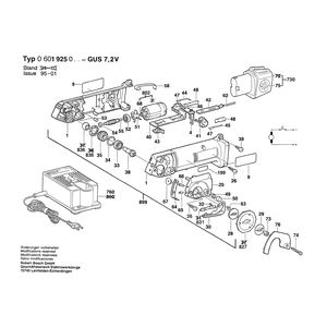 для аккумуляторных универсальных ножниц Bosch GUS 7,2 V 7.2 V 0601925003, деталировка 1