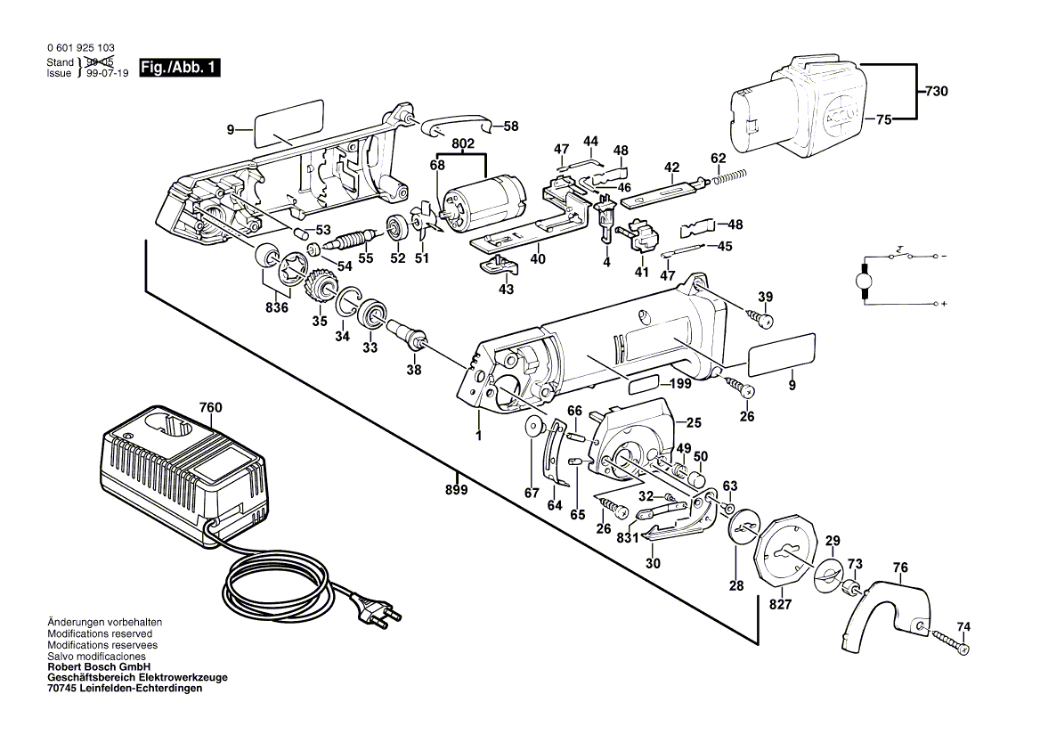 для аккумуляторных универсальных ножниц Bosch GUS 9,6 V 9.6 V 0601925127, деталировка 1