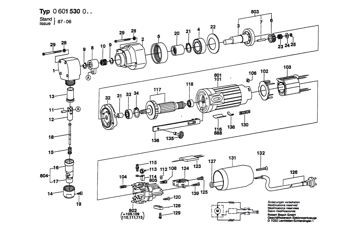 для высечных ножниц Bosch 220 V 0601530003, деталировка 1