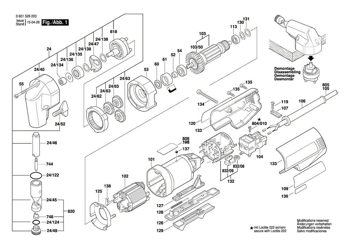 для высечных ножниц Bosch GNA 16 230 V 0601529203, деталировка 1