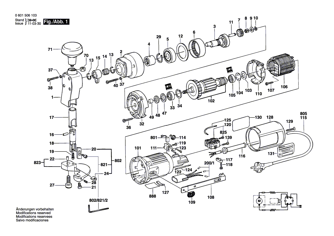 для листовых ножниц Bosch GSC 2,8 230 V 0601506103, деталировка 1