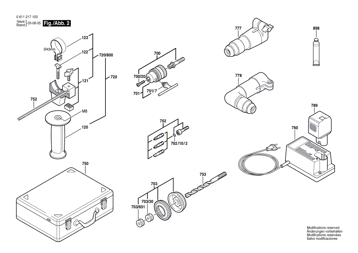 для аккумуляторного отбойного молотка Bosch GBH 12 VR 12 V 0611217183, деталировка 2