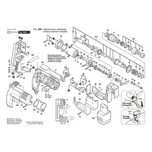 для аккумуляторного отбойного молотка Bosch GBH 12 VRE 12 V 0611217703, деталировка 1