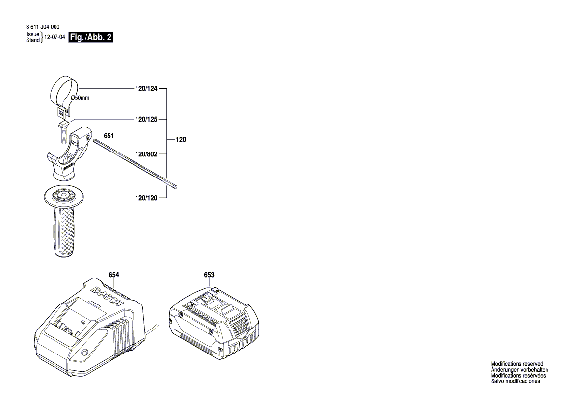 для аккумуляторного отбойного молотка Bosch GBH 18 V-EC 18 V 3611J04000, деталировка 2