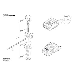 для аккумуляторного отбойного молотка Bosch GBH 18V-26 18 V 3611J09000, деталировка 2