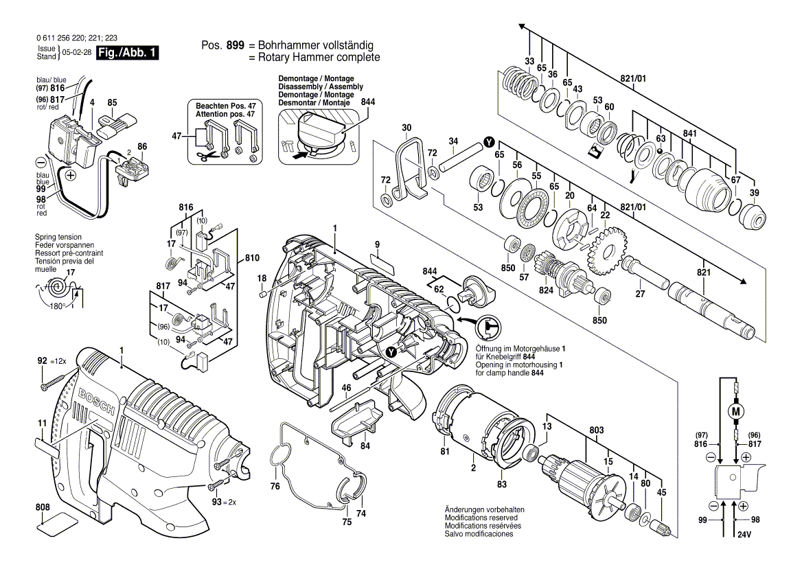 для аккумуляторного отбойного молотка Bosch GBH 24 V 24 V 0611256220, деталировка 1