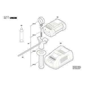 для аккумуляторного отбойного молотка Bosch GBH 36 VF-LI Plus 36 V 3611J07001, деталировка 2