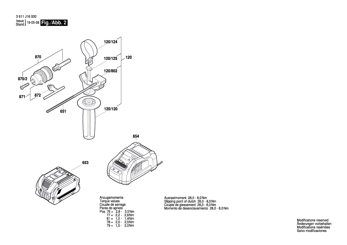 для перфоратора Bosch GBH 18V-26D 18 V 3611J16000, деталировка 2