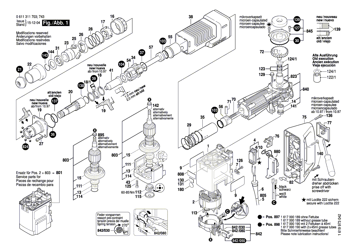 для отбойного молотка Bosch GSH 10 C 230 V 0611311703, деталировка 1