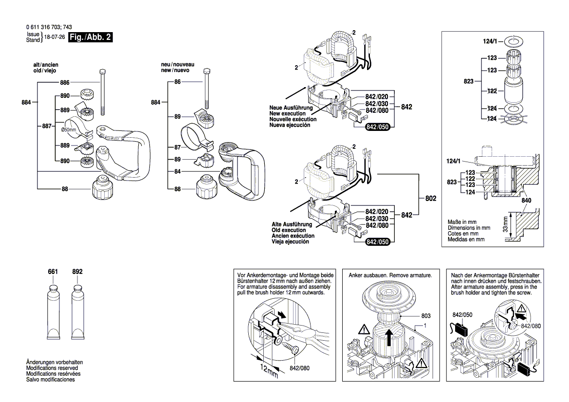 для отбойного молотка Bosch GSH 11 E 230 V 0611316703, деталировка 2