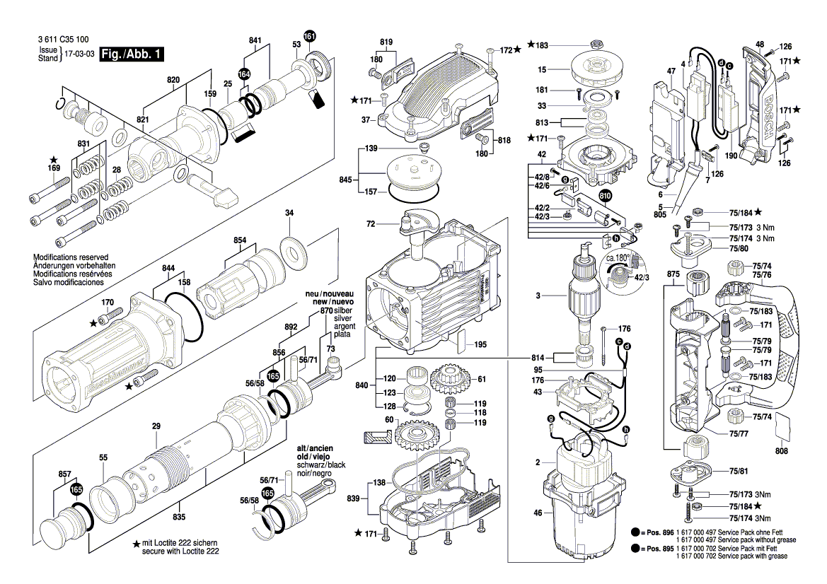 для отбойного молотка Bosch GSH 16-30 230 V 3611C35100, деталировка 1