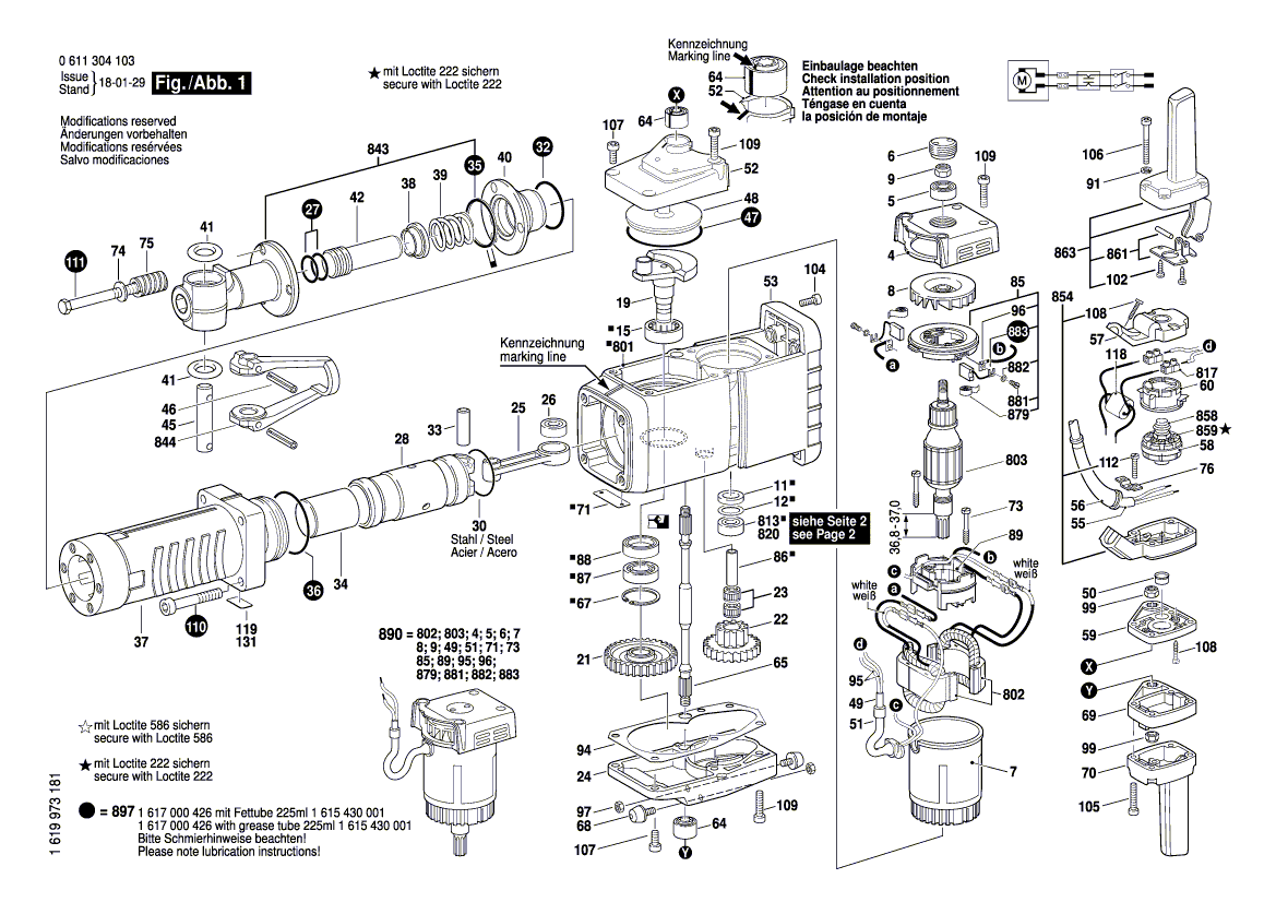 для отбойного молотка Bosch GSH 27 230 V 0611304103, деталировка 1