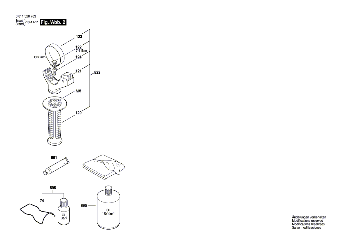 для отбойного молотка Bosch GSH 3 230 V 0611320703, деталировка 2