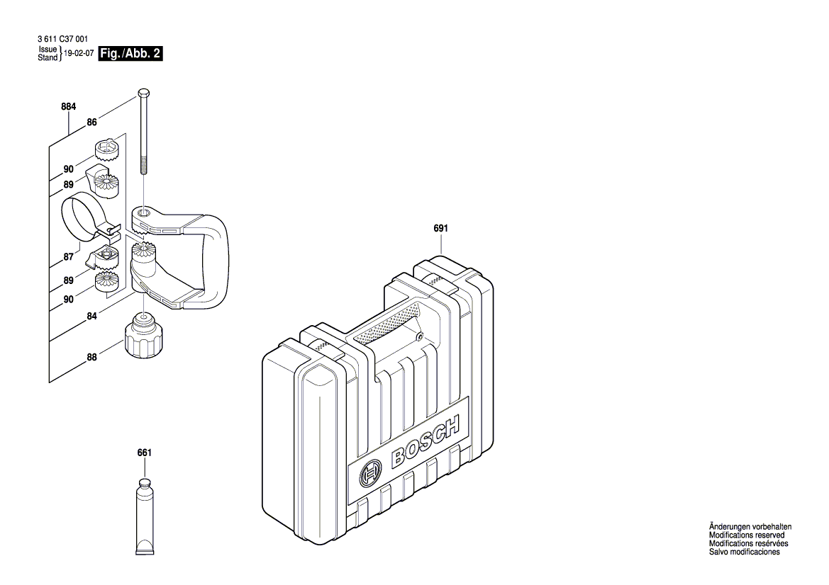 для отбойного молотка Bosch GSH 5 BASIC 230 V 3611C37001, деталировка 2