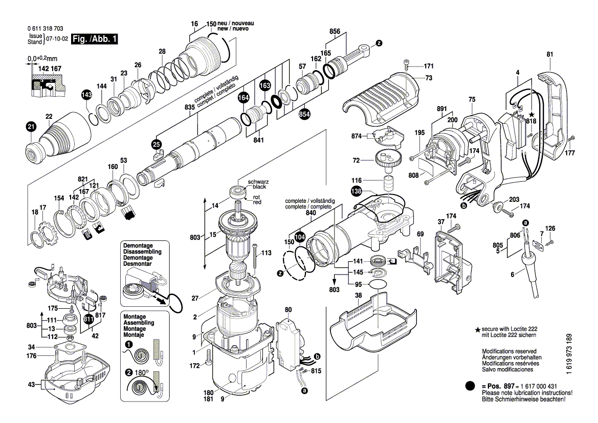 для отбойного молотка Bosch GSH 5 E 230 V 0611318703, деталировка 1