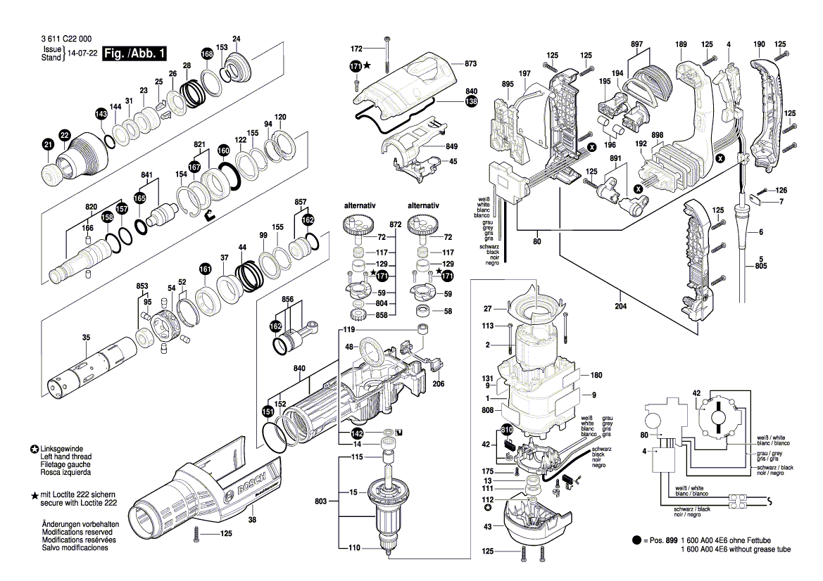 для отбойного молотка Bosch GSH 7 VC 230 V 3611C22000, деталировка 1