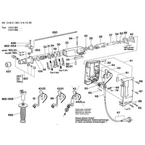 для перфоратора Bosch 220 V 0611201001, деталировка 1