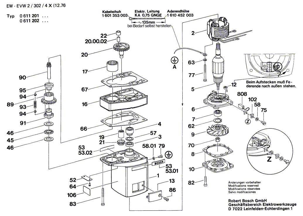 для перфоратора Bosch 220 V 0611202913, деталировка 2