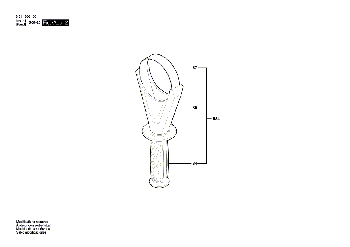 для перфоратора Bosch GBH 12-52 D 230 V 3611B66100, деталировка 2
