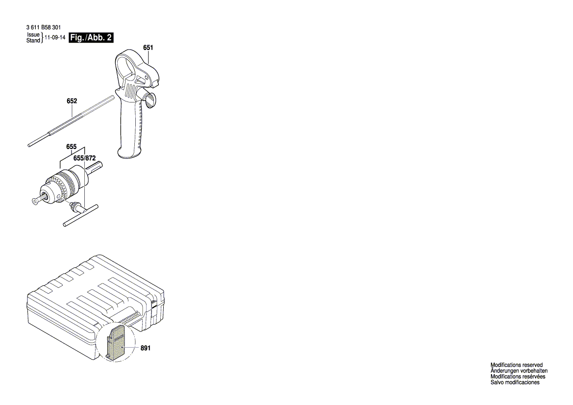 для перфоратора Bosch GBH 2-18 RE 230 V 3611B58301, деталировка 2