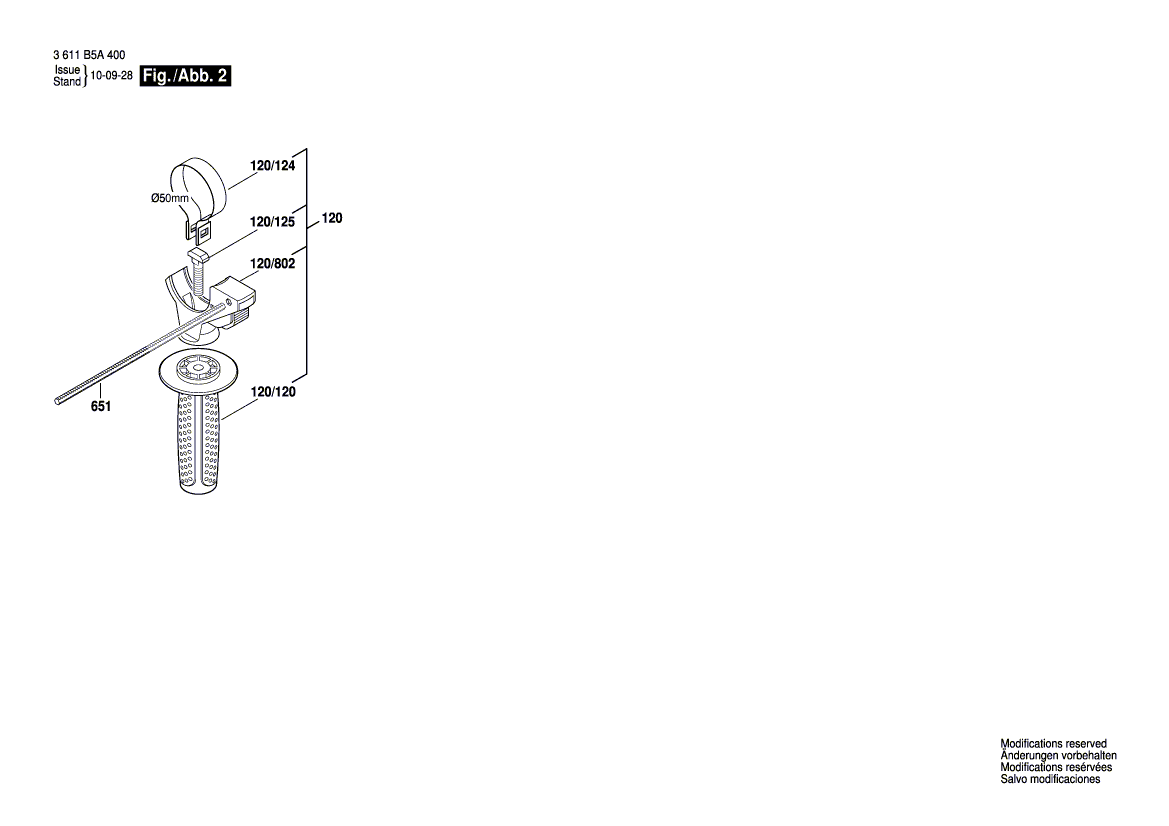 для перфоратора Bosch GBH 2-20 D 230 V 3611B5A400, деталировка 2