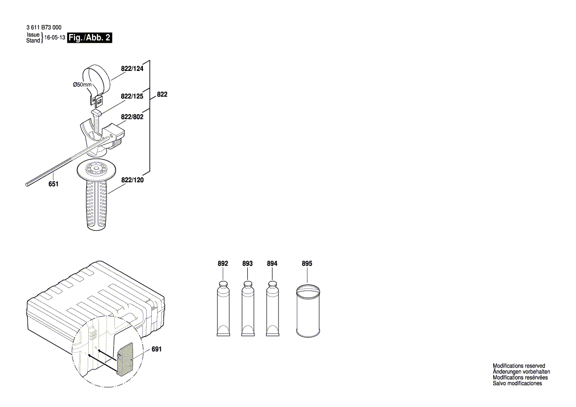 для перфоратора Bosch GBH 2-24 DFR 230 V 3611B73000, деталировка 2