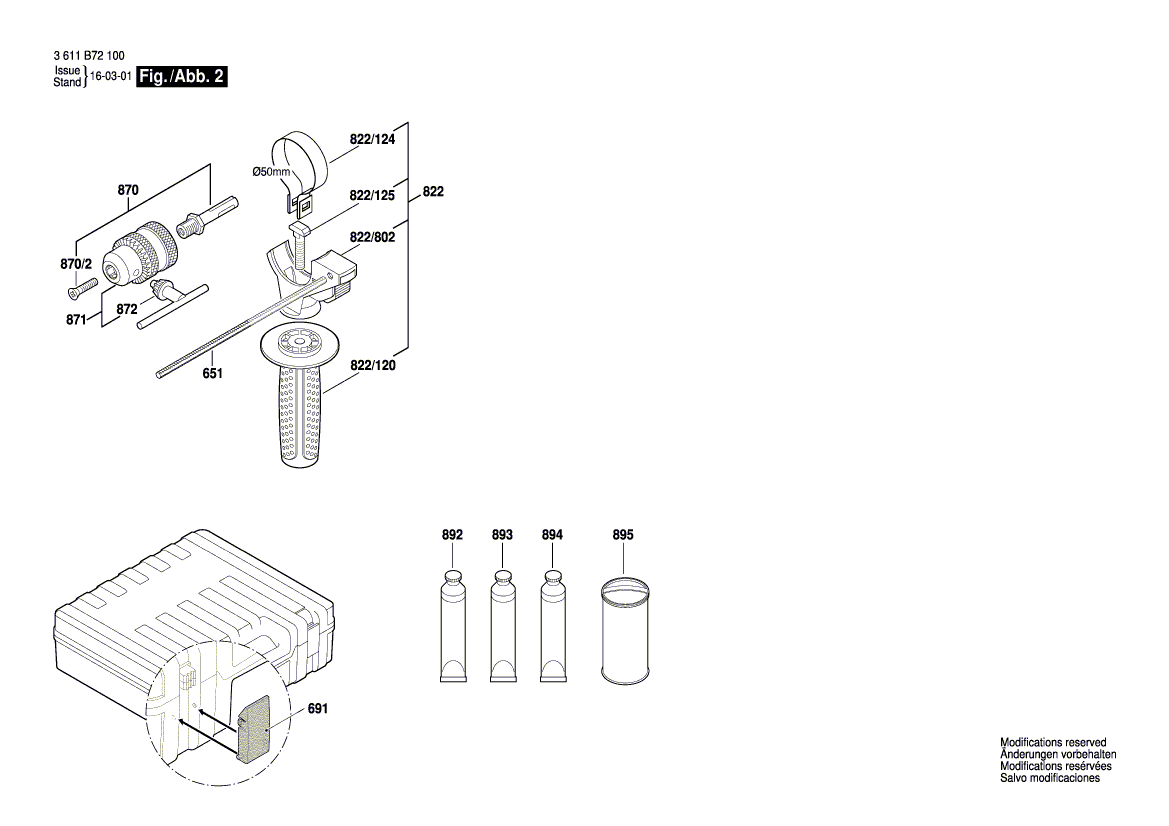 для перфоратора Bosch GBH 2-24 DRE 230 V 3611B72100, деталировка 2