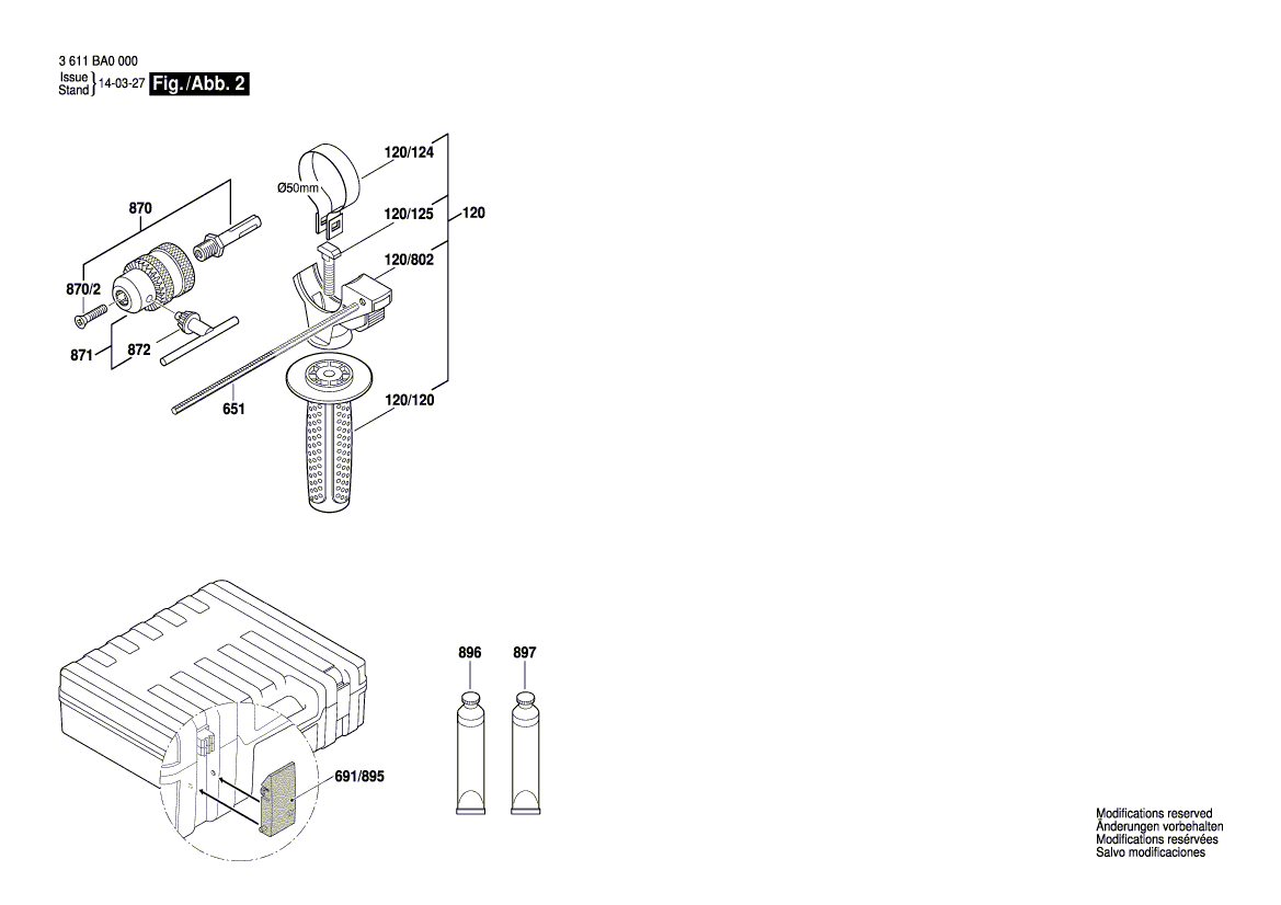 для перфоратора Bosch GBH 2-24D 230 V 3611BA0000, деталировка 2