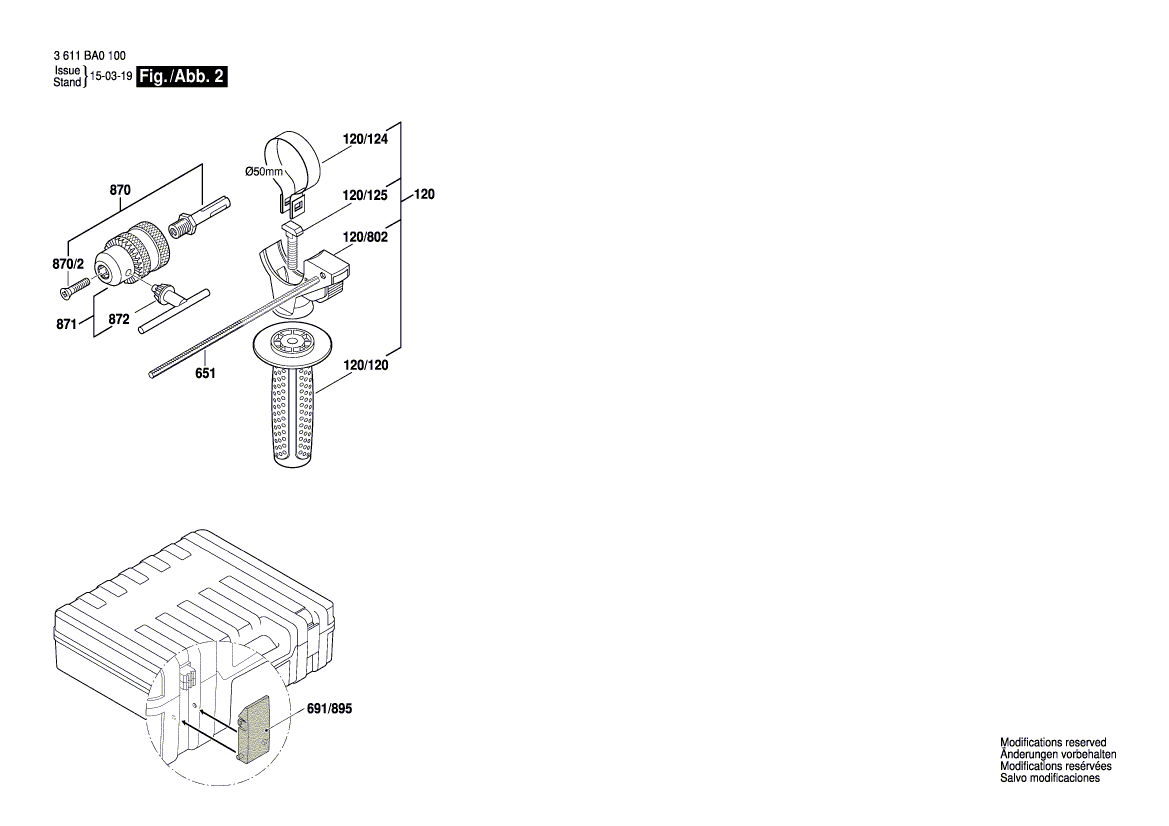 для перфоратора Bosch GBH 2-24DF 230 V 3611BA0100, деталировка 2