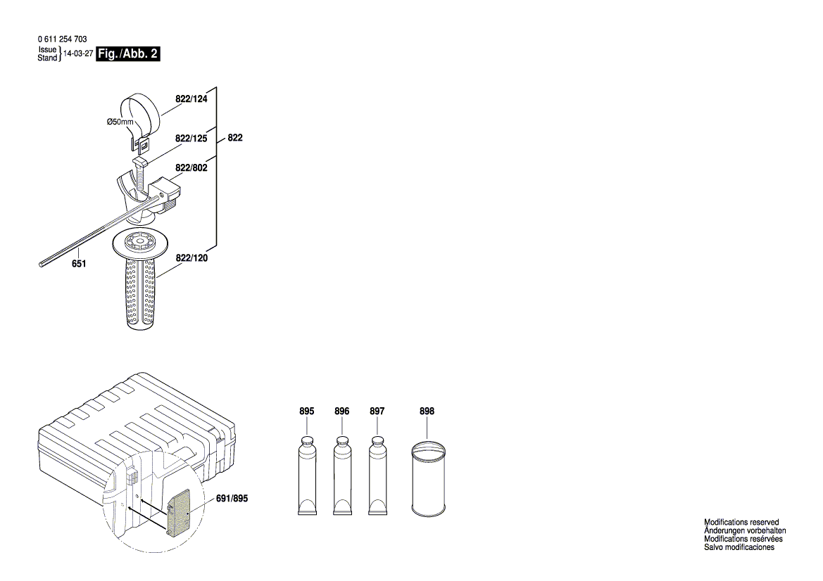 для перфоратора Bosch GBH 2-26 DFR 230 V 0611254703, деталировка 2