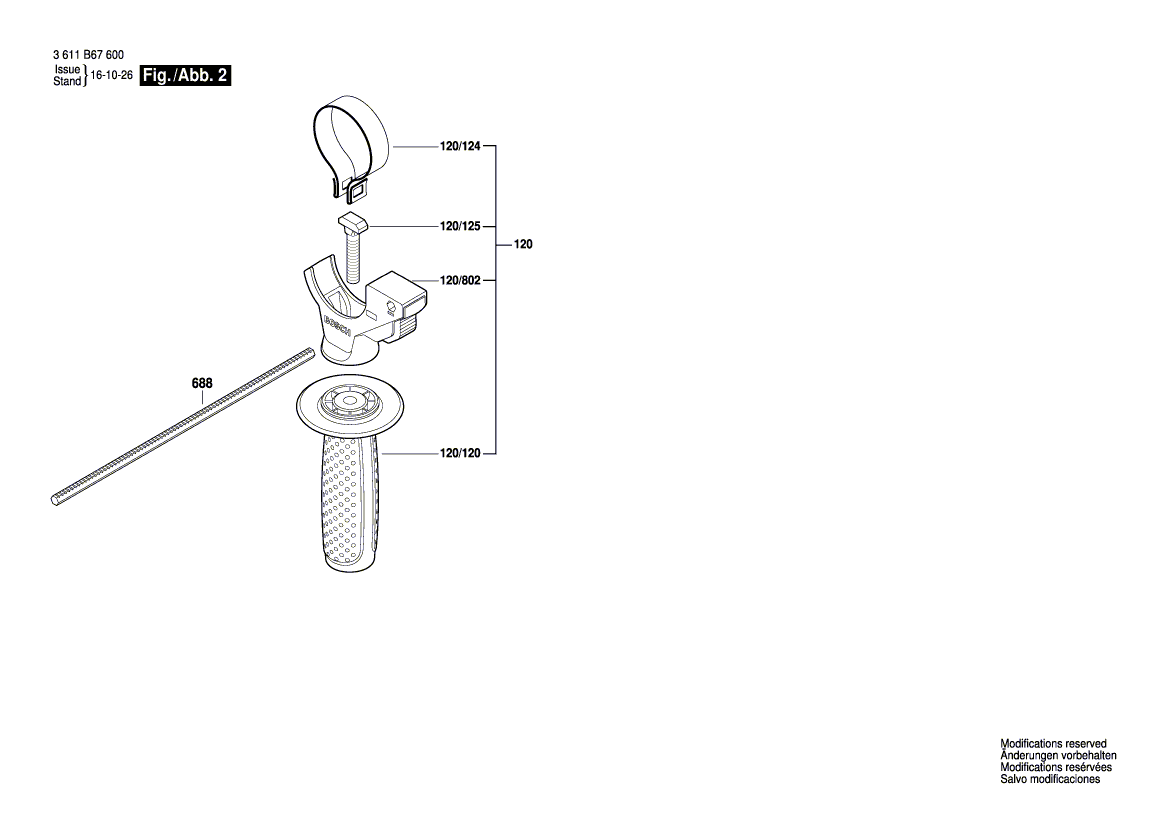для перфоратора Bosch GBH 2-28 F 230 V 3611B67600, деталировка 2