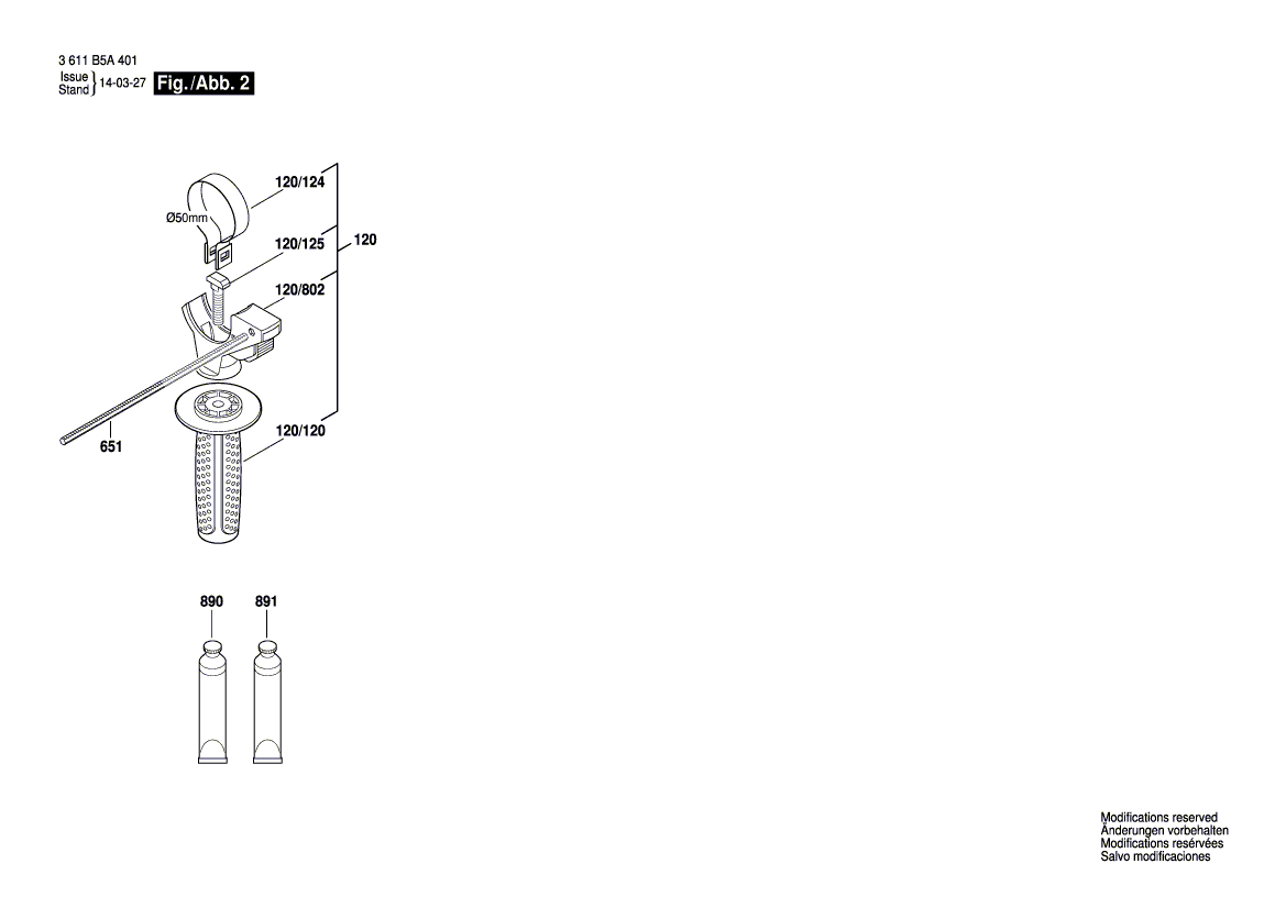 для перфоратора Bosch GBH 2000 230 V 3611B5A472, деталировка 2
