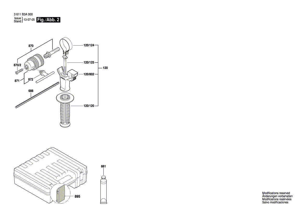 для перфоратора Bosch GBH 3-28 DRE 230 V 3611B3A000, деталировка 2