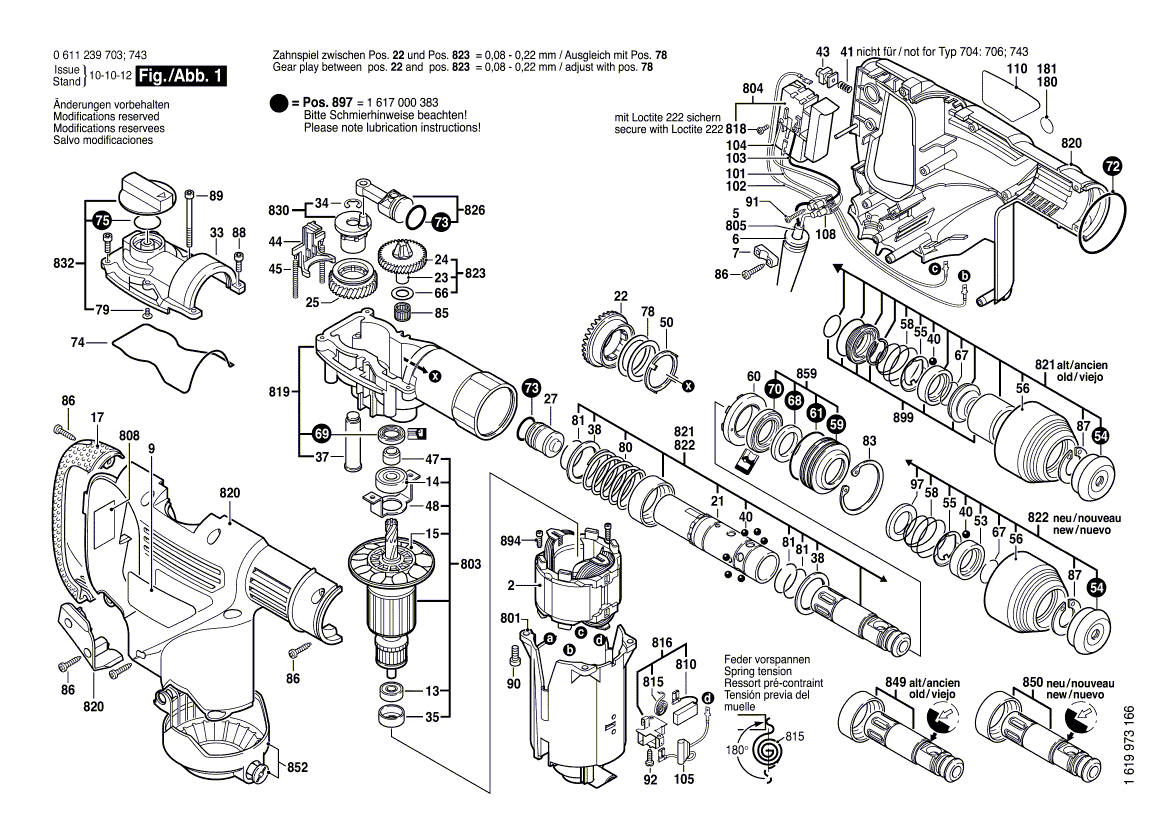 для перфоратора Bosch GBH 3-28 E 230 V 0611239703, деталировка 1