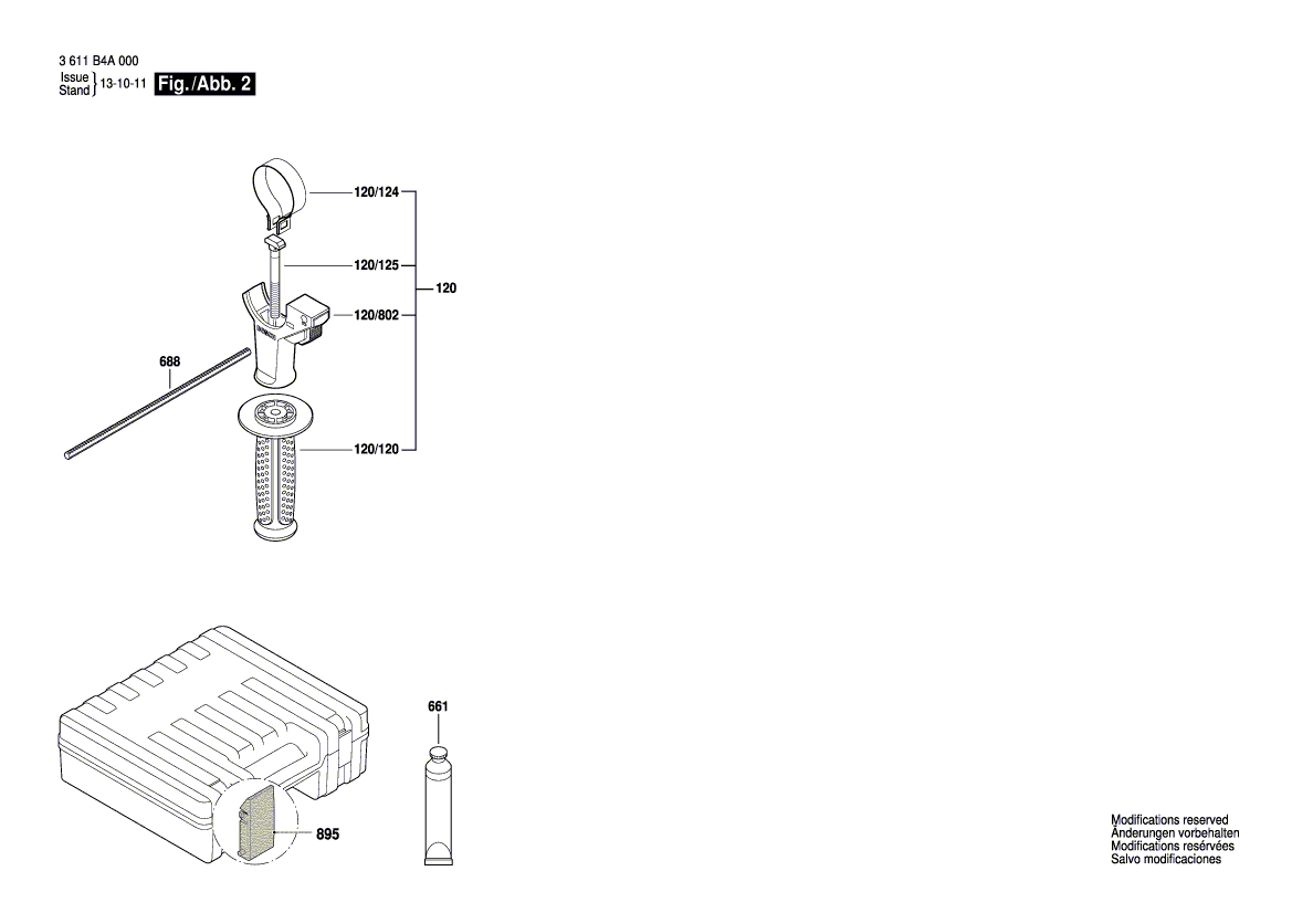 для перфоратора Bosch GBH 3000 230 V 3611B4A006, деталировка 2