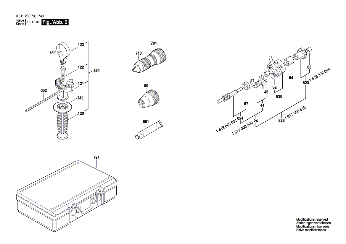 для перфоратора Bosch GBH 4 DFE 230 V 0611236703, деталировка 2