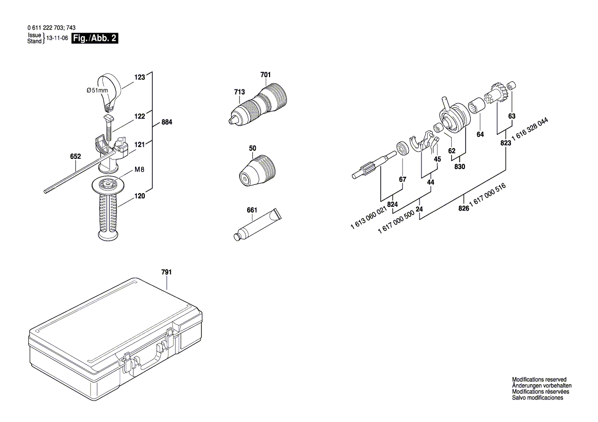 для перфоратора Bosch GBH 4 DSC 230 V 0611222703, деталировка 2